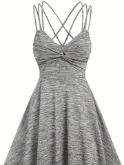 Heathered Criss Cross Cami Dress