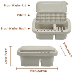 3pcs Paint Brush Cleaner Set with Palette Grey