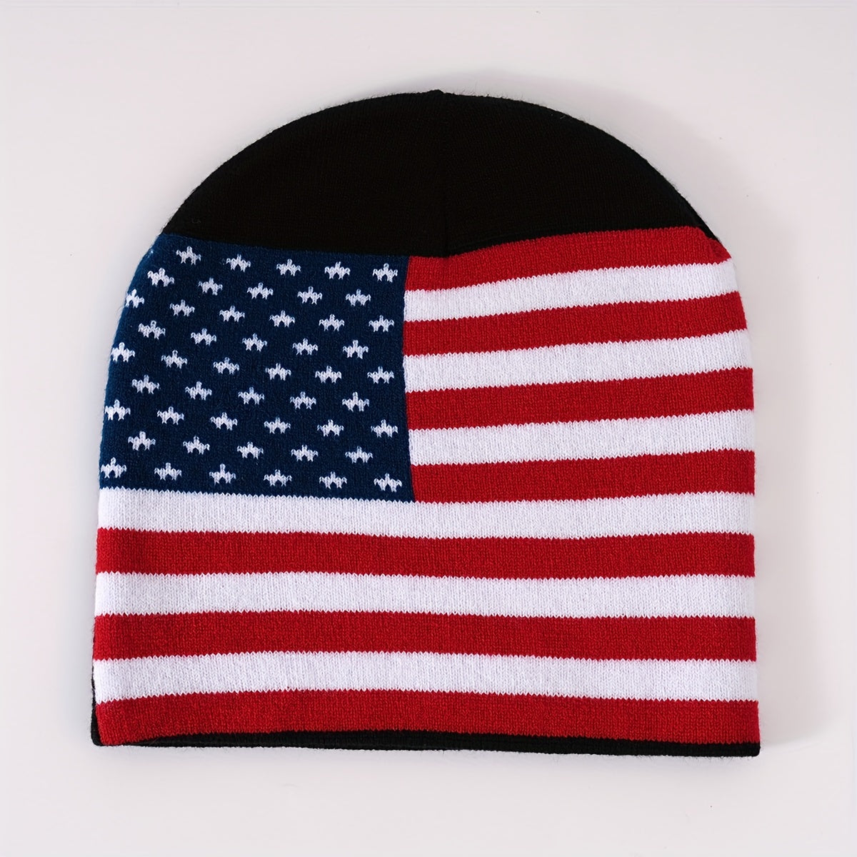 Unisex Flag Jacquard Beanie Block Knit Hat Lightweight Warm Skull Cap
