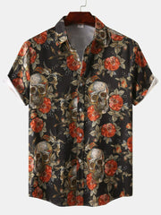 Autumn Men's Halloween Print Short Sleeve Shirt