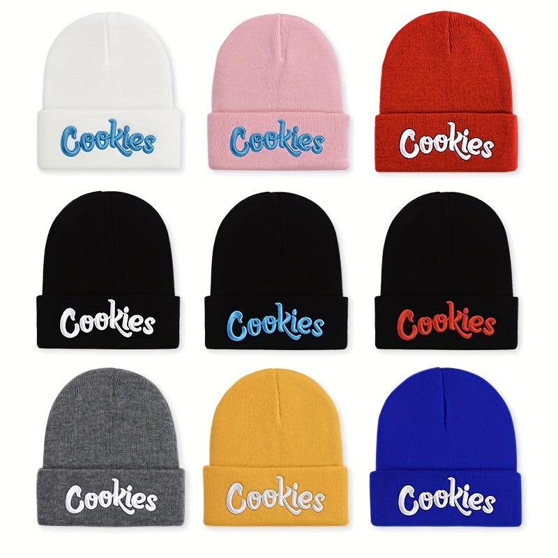 Letter Cookies Embroidered Knitted Hat Woolen Hat Pullover Warm Cold Hat