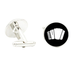 Musical Instrument Glass Gem Cufflinks Accordion Violin Piano Cuff Link
