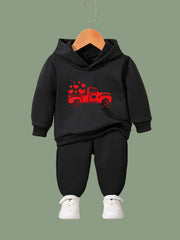 2pcs Love Truck Graphic Hoodies Pants Set Outfits Spring Fall Sports Gift Girls