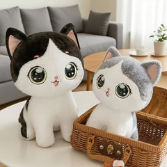Cute Grey Cat Plush Toy - Cartoon Design - Home Decor & Gift