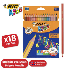 Kids Evolution Stripes Colouring Pencils Assorted 18 Pack