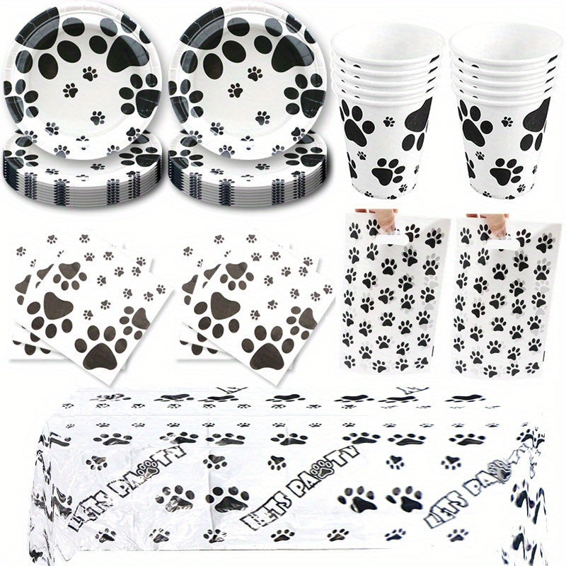Dog Paw Prints Party Supplies Set