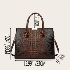 Crocodile Pattern Tote Bag Faux Leather Shoulder Bag with Zipper