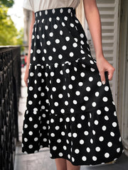 Women's Polka Dot Tiered Skirt High Waist Layered Casual Skirt