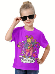 3D Music Chicken Graphic Short Sleeve T-Shirt for Girls Boys
