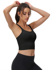 Women's Solid Racer Back Yoga Sports Bra