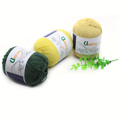 2pcsX50g 100 Cotton Yarn With 2pcs Purple Markers Crochet Yarn