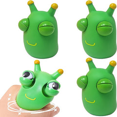 4pcs Funny Grass Worm Squeeze Toys Green Eyes Bounce Worm