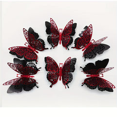 6pcs Glittering Butterfly Stickers Double Layer Decorative Indoor Outdoor Decor