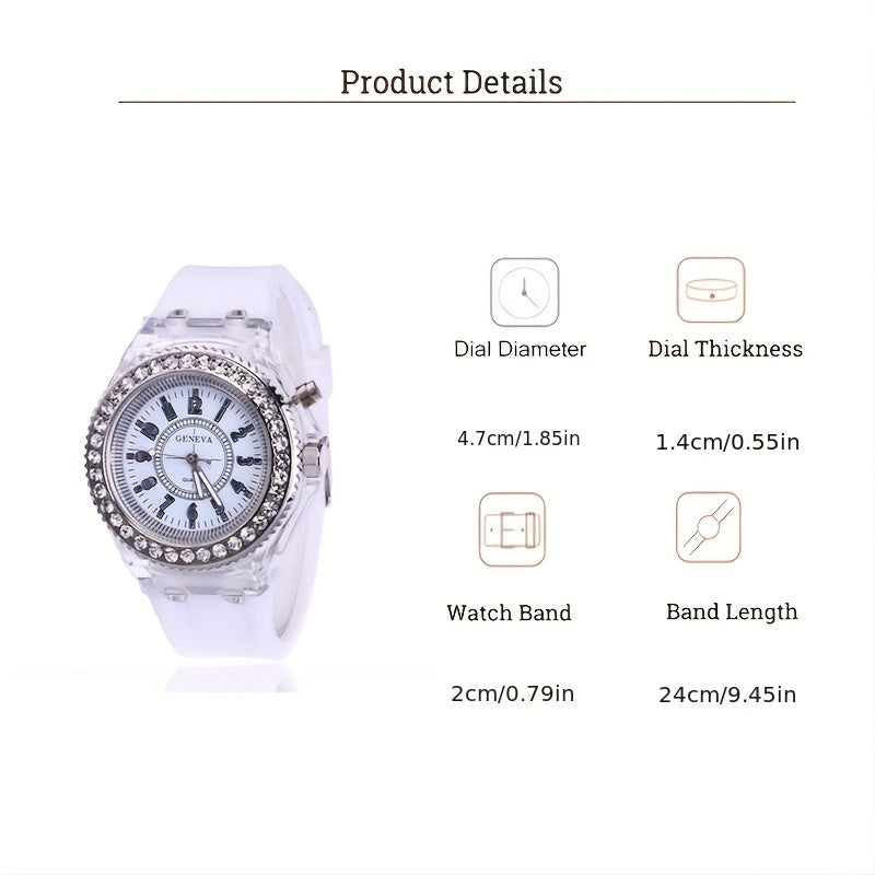 LED Rhinestone Luminous Quartz Watch - Assorted Colors
