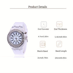 LED Rhinestone Luminous Quartz Watch - Assorted Colors