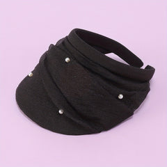 Faux Pearl Mesh Visor Hat Solid Sun Hat Outdoor UV Protection
