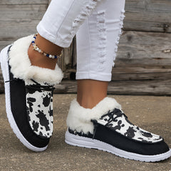 Dairy Cow Print Thickened Warm Sneakers Lightweight Non slip Shoes