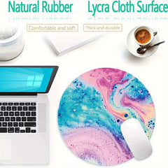 Pink Marble Art Mouse Pad Round Non Slip Rubber Mousepad