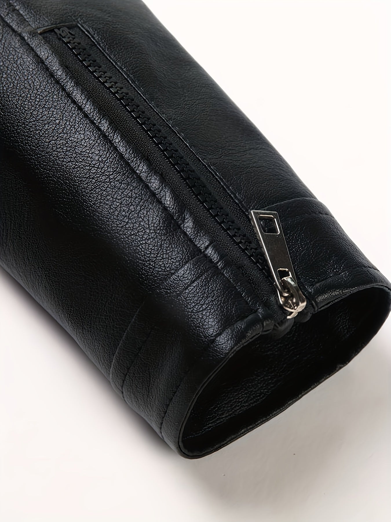 Men's PU Biker Jacket Zip Up Lapel Faux Leather Jacket