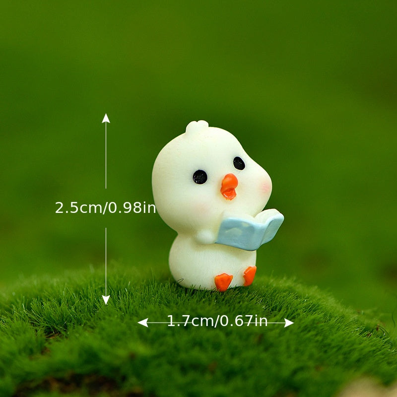 Mini Resin Reading Painting Duck Statues Landscapes DIY Fairy Garden