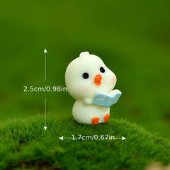 Mini Resin Reading Painting Duck Statues Landscapes DIY Fairy Garden