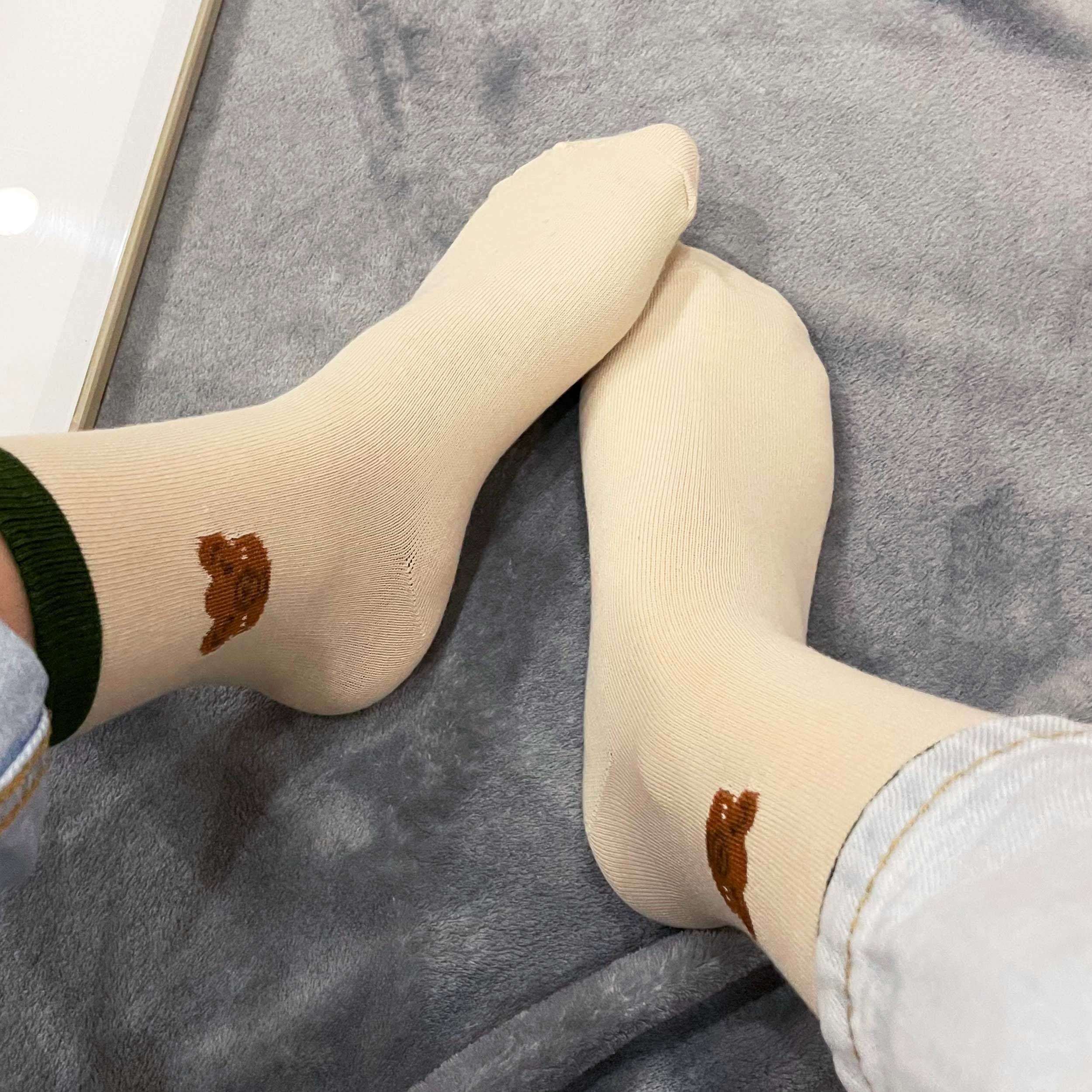 Bear Print Socks Women's Mid Tube Stockings