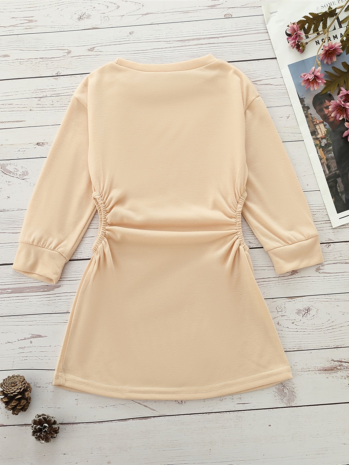 Girls Casual Cutout Waist Dress for Autumn and Spring