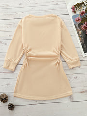 Girls Casual Cutout Waist Dress for Autumn and Spring