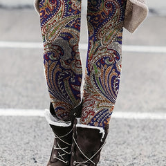 Paisley Print Skinny Leggings High Waist Casual Leggings