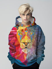 Colorful Lion Boys 3D Print Hoodie Spring Fall Kids Sweatshirt
