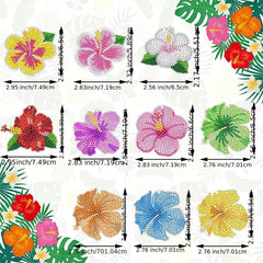 10pcs Tropical Floral Diamond Key Chain DIY Crafts