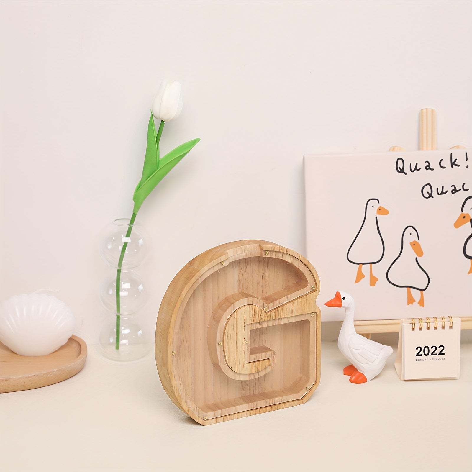Wooden 26 Letter English Savings Tank Holiday Gift Decoration Storage 17.78cm