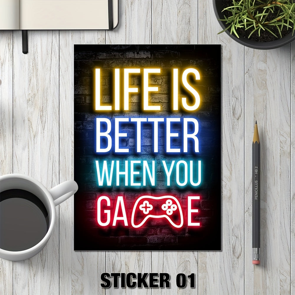 Modern Neon Art Funny Gamer Quotes Stickers