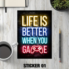 Modern Neon Art Funny Gamer Quotes Stickers