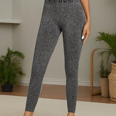 Letter Pattern Slimming Yoga Pants Tummy Control High Waist Yoga Leggings