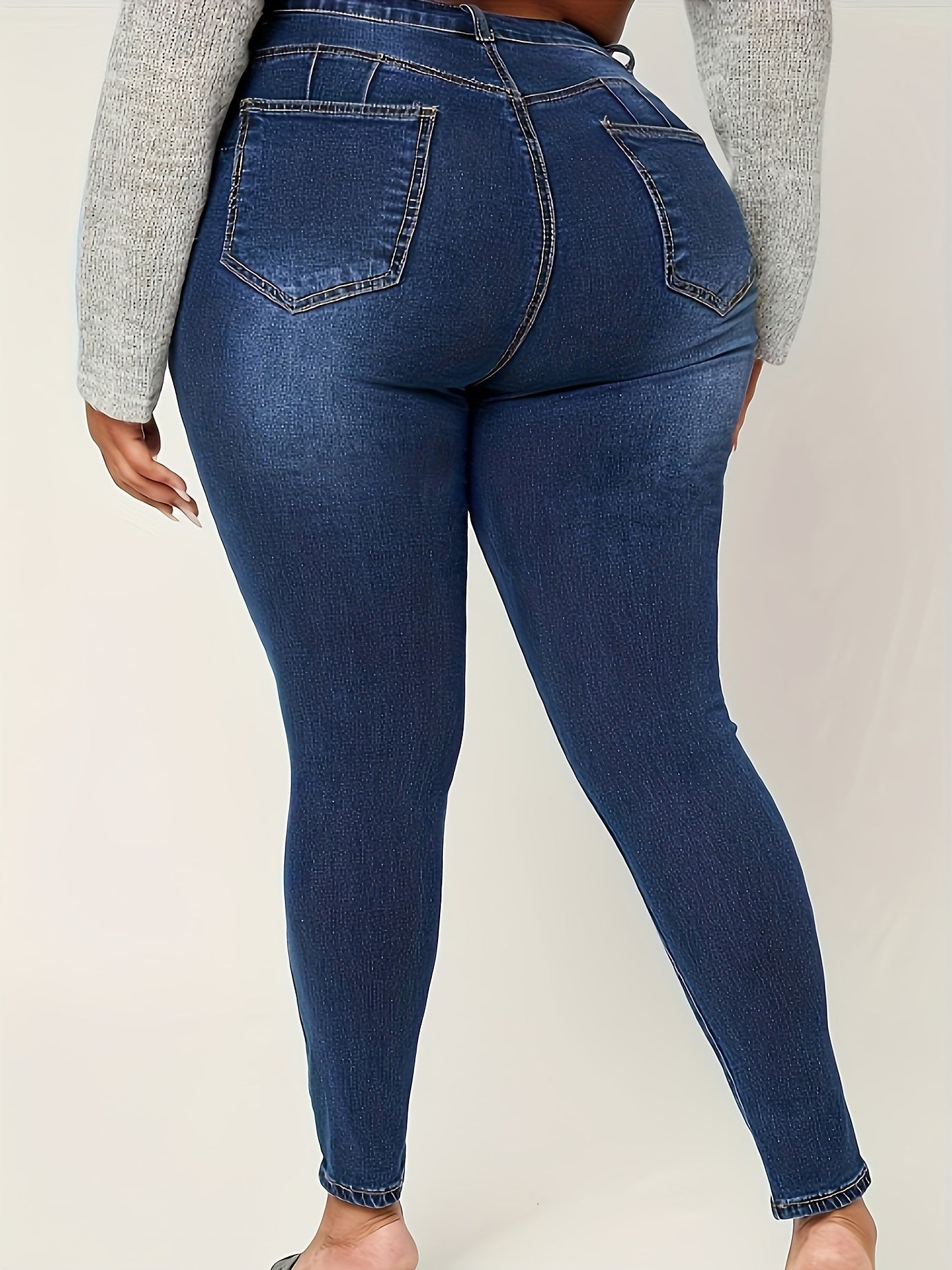 Solid High Rise High Stretch Skinny Jeans