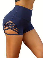 Criss Cross Hollow Out Sports Shorts High Waist Running Yoga Sexy Casual
