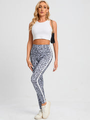 Leopard Print Side Contrast Leggings Skinny Leggings Women's Clothing