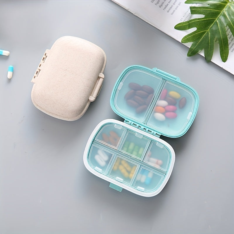 8 Grid Wheat Straw Texture Container & Pill Box
