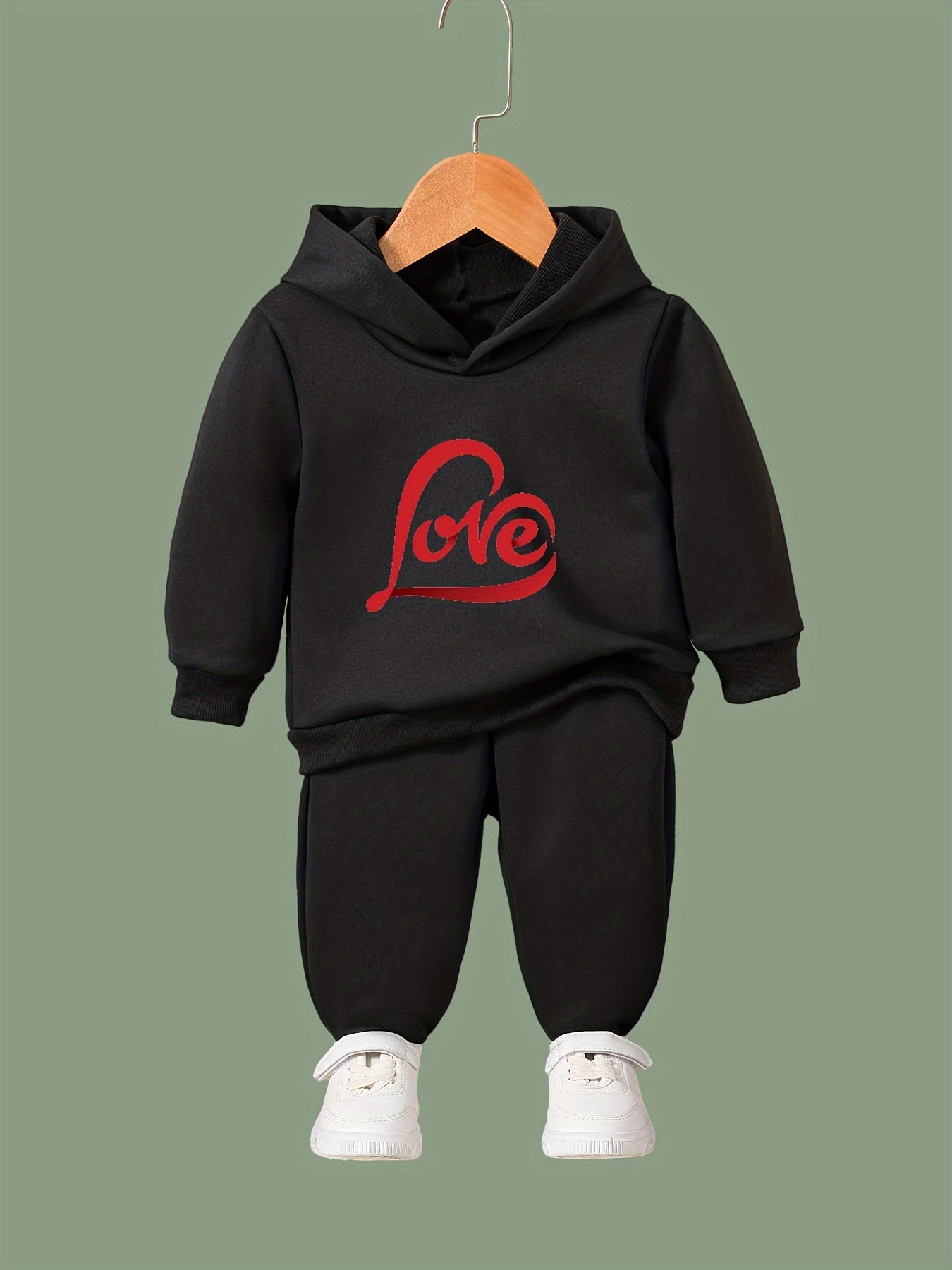 OERYUI 2pcs LOVE Print Hoodies Pants Set for Girls Boys Spring Fall