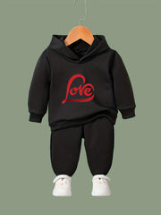 OERYUI 2pcs LOVE Print Hoodies Pants Set for Girls Boys Spring Fall