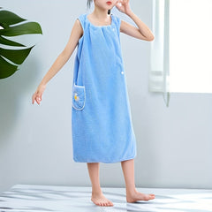 Flower Embroidered Bath Towel Wearable Bath Skirt