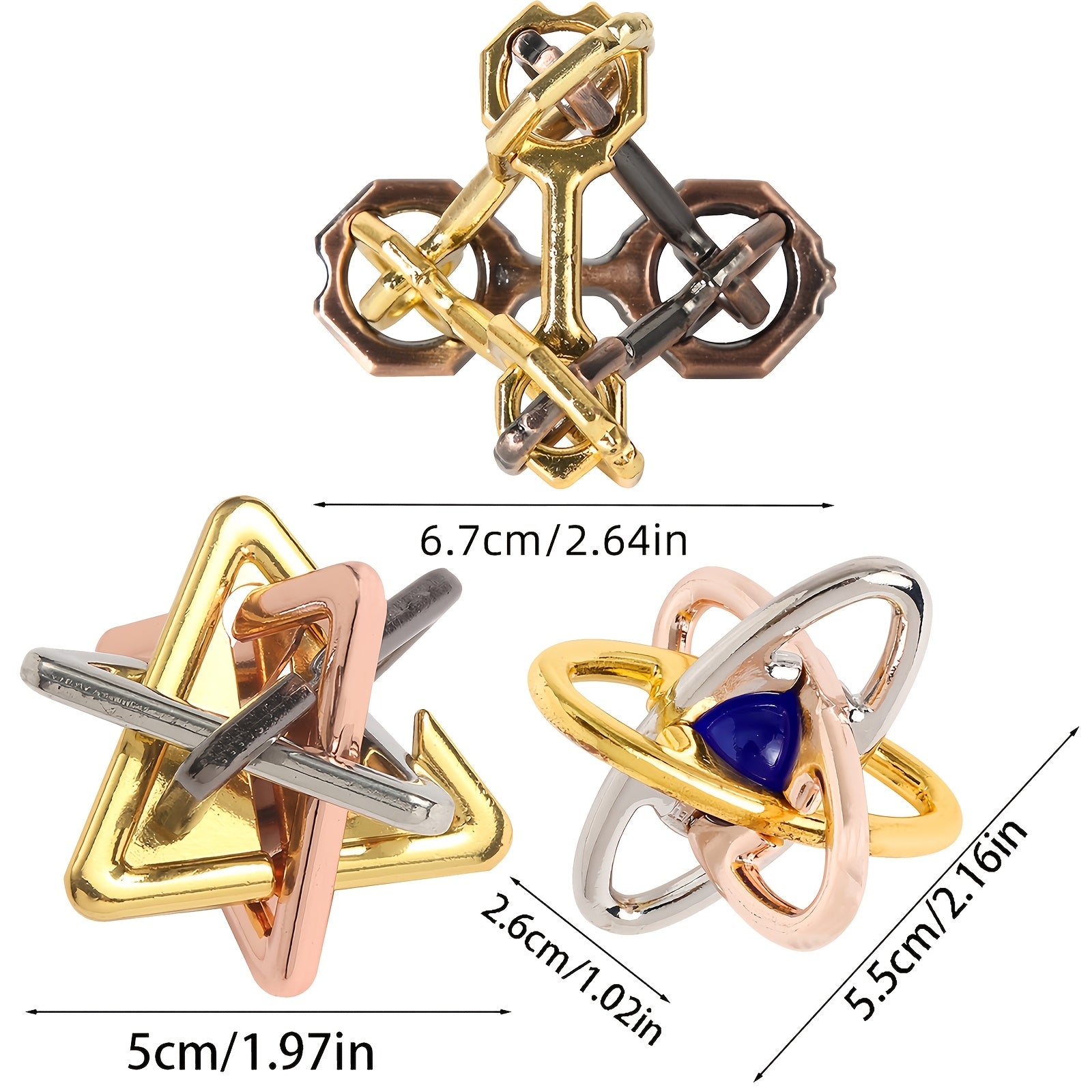 3pcs Metal Mastermind Puzzle Set High Difficulty Intelligence Challenge Toy
