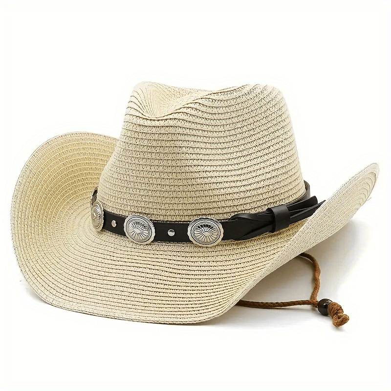 Boho Cowboy Straw Hat for Beach, Versatile Sun Hat