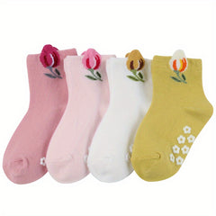 3 Pairs Anti skid Socks For Girls Cartoon Rabbit Socks For Baby