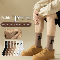 6 Pairs Letter Print Thermal Crew Socks for Women