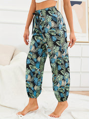 Tropical Print Sleep Bottoms Soft & Comfy Elastic Waistband Pants