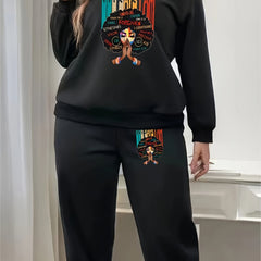 Cartoon Figure Long Sleeve Top & Joggers Set