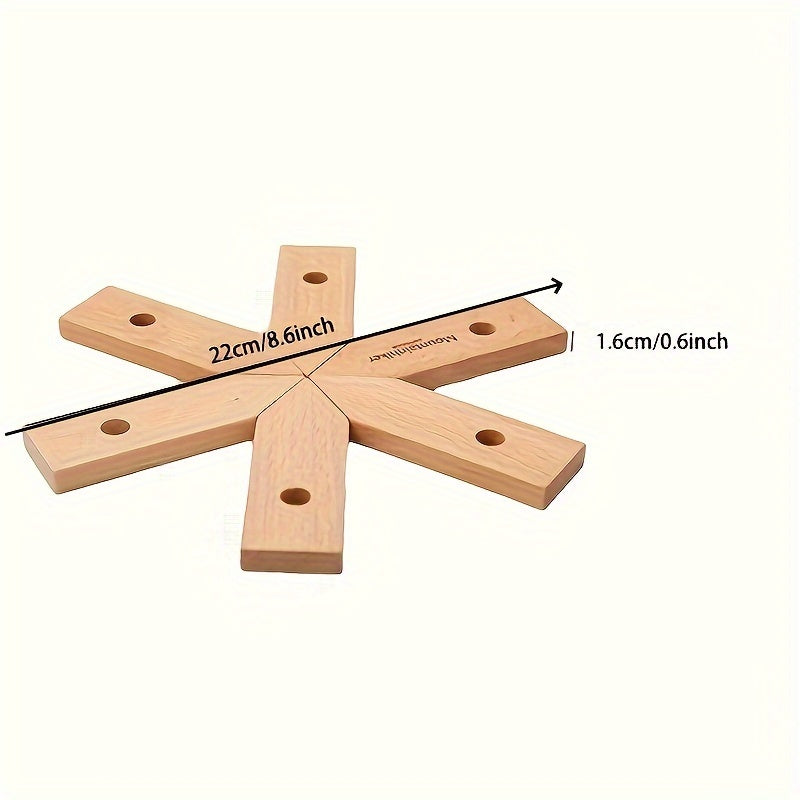 Snowflake Mat Anti scalding Pot Mat Outdoor Beech Wood Camping Picnic