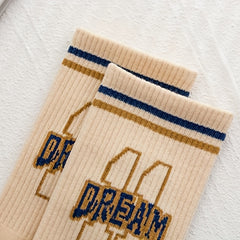 7 Pairs Letter Print Mid Tube Socks